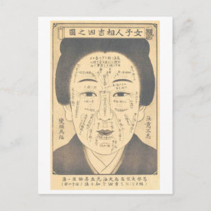 Oude Japanse gezichtsleeskaart--Vrouw Briefkaart