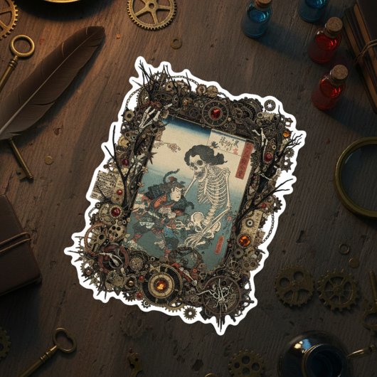 Oude Japanse Gothic Collage Sticker