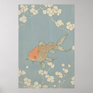 Oude Japanse Goudvisprint - Retro Japan Poster