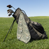 Oude Japanse Haan achter Bamboehek Kunst Golfhanddoek (Groen)