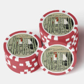 Oude Japanse Haan achter Bamboehek Kunst Poker Chips (Opstapeling)