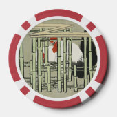 Oude Japanse Haan achter Bamboehek Kunst Poker Chips (Achterkant)