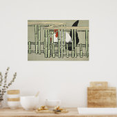 Oude Japanse Haan achter Bamboehek Kunst Poster (Keuken)
