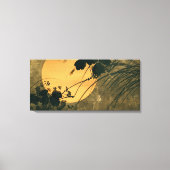 Oude Japanse herfstgras in het maanlicht Canvas Afdruk (Voorkant)