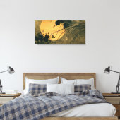 Oude Japanse herfstgras in het maanlicht Canvas Afdruk (Insitu (Slaapkamer))