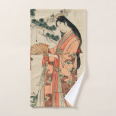 Oude Japanse houttekening met vrouw Bad Handdoek (Handdoek)