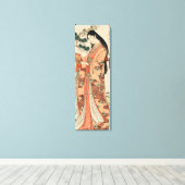 Oude Japanse houttekening met vrouw Canvas Afdruk (Insitu (Houten vloer))