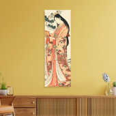 Oude Japanse houttekening met vrouw Canvas Afdruk (Insitu (Woonkamer))