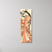 Oude Japanse houttekening met vrouw Canvas Afdruk (Voorkant)