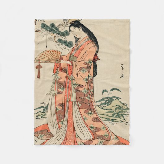 Oude Japanse houttekening met vrouw Fleece Deken (Voorkant)