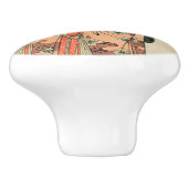 Oude Japanse houttekening met vrouw Keramische Knop (Zijkant)