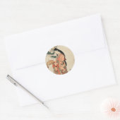 Oude Japanse houttekening met vrouw Ronde Sticker (Envelop)