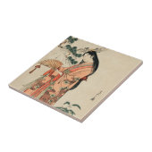 Oude Japanse houttekening met vrouw Tegeltje (Zijkant)