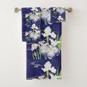 Oude Japanse Iris Kunstprint Kogyo Tsukioka Bad Handdoek