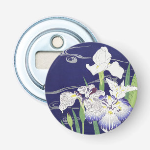 Oude Japanse Iris-kunstprint Kogyo Tsukioka Button Flesopener
