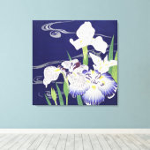 Oude Japanse Iris-kunstprint Kogyo Tsukioka Canvas Afdruk (Insitu (Houten vloer))