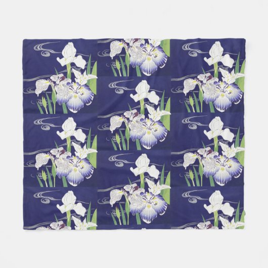 Oude Japanse Iris-kunstprint Kogyo Tsukioka Fleece Deken (Voorkant (Horizontaal))