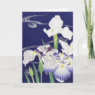 Oude Japanse Iris-kunstprint Kogyo Tsukioka Kaart
