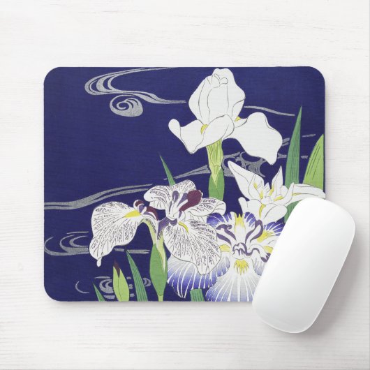 Oude Japanse Iris-kunstprint Kogyo Tsukioka Muismat (Met muis)