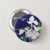 Oude Japanse Iris-kunstprint Kogyo Tsukioka Ronde Button 5,7 Cm (Voorkant /achterkant)