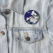 Oude Japanse Iris-kunstprint Kogyo Tsukioka Ronde Button 5,7 Cm (In situ)