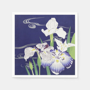 Oude Japanse Iris-kunstprint Kogyo Tsukioka Servet