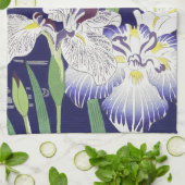 Oude Japanse Iris-kunstprint Kogyo Tsukioka Theedoek (Gevouwen)