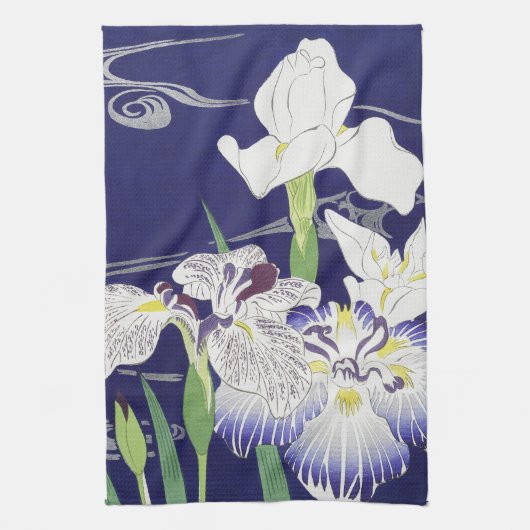 Oude Japanse Iris-kunstprint Kogyo Tsukioka Theedoek (Verticaal)
