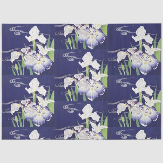 Oude Japanse Iris-kunstprint Kogyo Tsukioka Tissuepapier (Voorkant)