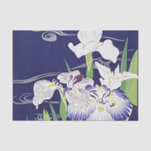 Oude Japanse Iris-kunstprint Kogyo Tsukioka Tissuepapier
