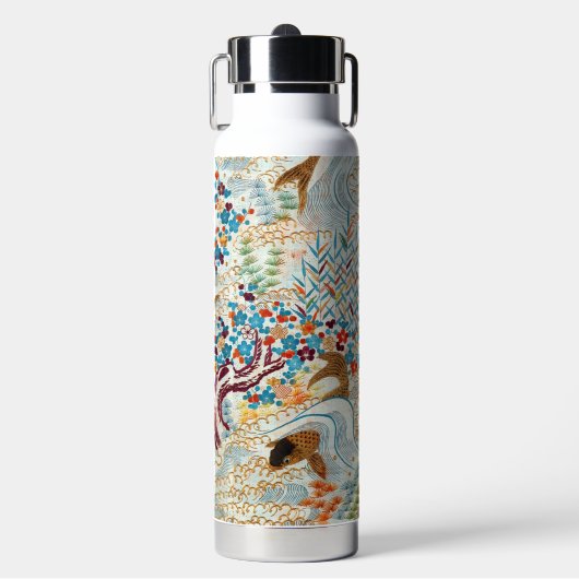 Oude Japanse Karper en Stromend Water Waterfles (Voorkant)