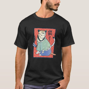 Oude Japanse kat Klassic Ninja Cat Sa T-shirt