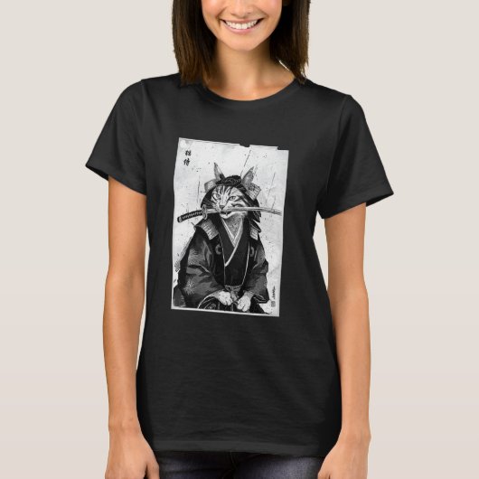 Oude Japanse kat ontwerp T-shirt (Voorkant)