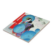 Oude Japanse keramische tegel, klein (4,25 x 4,25  Tegeltje (Zijkant)