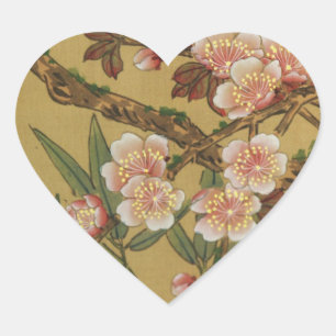 Oude Japanse Kersenbloesem Aziatische Bloemen Hart Sticker