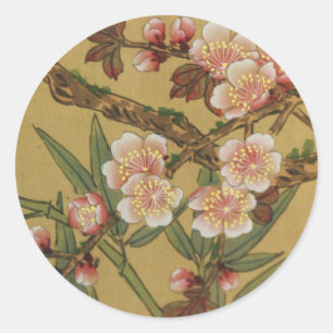Oude Japanse Kersenbloesem Aziatische Bloemen Ronde Sticker