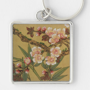 Oude Japanse Kersenbloesem Aziatische Bloemen Sleutelhanger