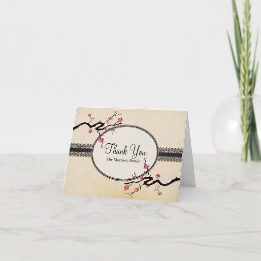 Oude Japanse Kersenbloesem Dank U Kaart (Voorkant)