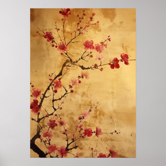 Oude Japanse Kersenbloesem Poster (Voorkant)
