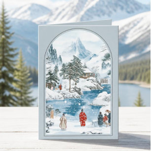 Oude Japanse kerstkaart Feestdagen Kaart
