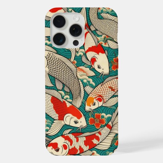 Oude Japanse Koi Vissen Patroon Schilderij iPhone Hoesje (Achterkant)