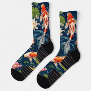 Oude Japanse Koi Vissen Patroon Schilderij Sokken