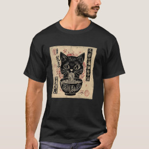 Oude Japanse Kunst Kittenliefhebber Cute Ramen Kat T-shirt
