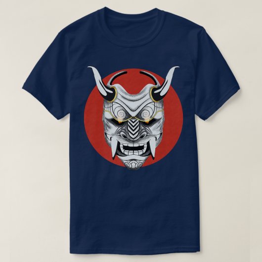 Oude Japanse kunst, Rode maan Oni Masker Ogre Samu T-shirt (Design voorkant)