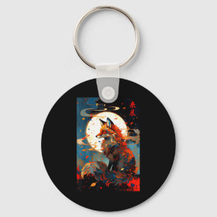 Oude Japanse kunst Vos in het maanlicht Nachtlands Sleutelhanger