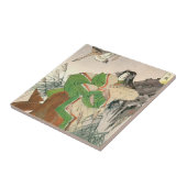 Oude Japanse kunst, vrouw en ganzen Tegeltje (Zijkant)