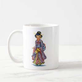 Oude Japanse meisje in kimono Koffiemok