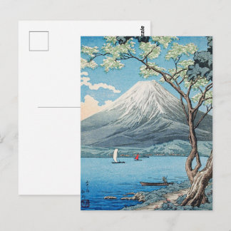 Oude Japanse Mount Fuji en Lake Yamanaka Kunst Briefkaart