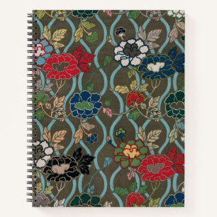 Oude Japanse Pioen Ogee Bloempatroon Notitieboek