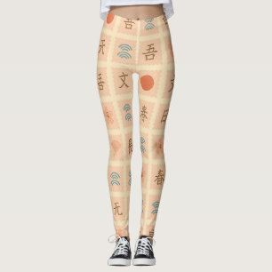 Oude Japanse postzegelpatroon Leggings